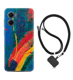 Xiaomi Redmi Note 11E Kılıf Silikon Boyun Askılı İpli Desenli Silikon Ressam Sulu Boya 1600