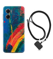 Xiaomi Redmi Note 11E Kılıf Silikon Boyun Askılı İpli Desenli Silikon Ressam Sulu Boya 1600