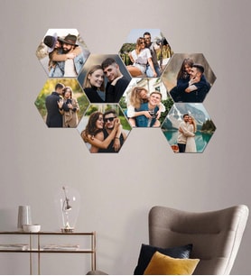 Kişiye Özel 8 Fotoğraflı Altıgen Mdf Tablo