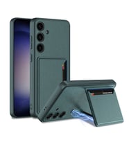 Galaxy S24 Suni Deri Arka Yüzey Zore Kartlıklı Kıpta Silikon Kapak