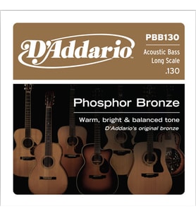D'Addario PBB130 Phosphor Bronze Akustik Bas Gitar Tek Teli - .130 (Aksesuar) 5 Telli Akustik Baslar İçin B Teli veya Düşük Akort Uyumu, Derin Bas Tonları ve Güçlü Projeksiyon