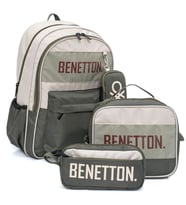 Benetton Erkek Çocuk Haki Üçlü İlkokul Çanta Seti 21030 (Çok Renkli)