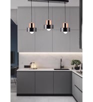 TT017-3S-SY TT Aydınlatma Mat Siyah 3 lü Sıralı Avize