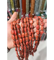 Mercan Doğal Taş Parlak Çim Mercan Yassı Arpa 18x7mm Dizi