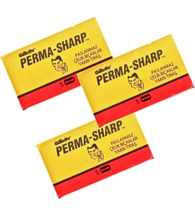 Lexroo Perma-Sharp Çift Taraflı Tıraş Bıçağı, Paslanmaz Çelik, 3 Kutu x 5 Adet, Toplam 15 Jilet