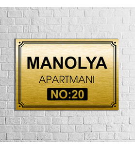 Apartman-Site Kapı İsimliği Kapı Tabelası 20x29 Cm (Gold)