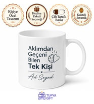 İsme Özel Aklımdan Geçeni Bilen Yazılı Kupa Bardak Hediye