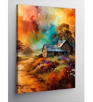 Kanvas Tablo Pastoral Manzara Ve Soyut Arka Plan