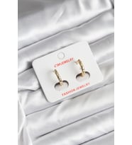 14K Gold Renk Kaplama Zirkon Taşlı Halka Model CM Kadın Küpe - TJ-BKP11418