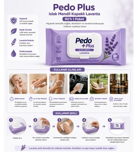Pedo Plus Islak Mendil Kapaklı Lavanta 90'lı 1Paket