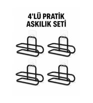 Siyah Metal WC Kağıtlık Duvar Tipi Tuvalet Kağıdı Tutucu Seti 4 Adet