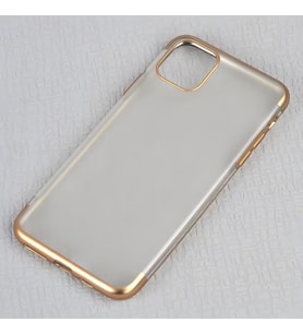 iPhone 11 Pro Kılıf Mat Dört Köşeli Lazer Silikon Kılıf (Gold)