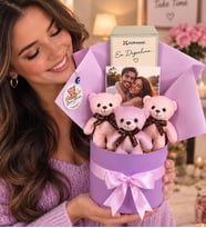 Bearbloom Premium Serisi , Fotoğraflı Lila Ayıcık Buketi