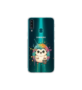Samsung Galaxy A20S ile Uyumlu Splash Kirpi Tasarımlı Şeffaf Silikon Kılıf