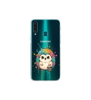 Samsung Galaxy A20S ile Uyumlu Splash Kirpi Tasarımlı Şeffaf Silikon Kılıf