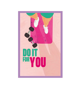 Do It For You – Kendin İçin Yap Temalı Motive Spor Konseptli Tasarım Kartlar  10x15 cm (Mor-Pembe-Siyah-Beyaz)