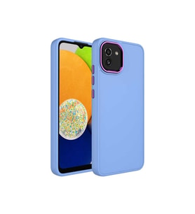 Samsung Galaxy A03 Uyumlu Kılıf Metal Çerçeve ve Buton Tasarımlı Silikon Zore Luna Kapak