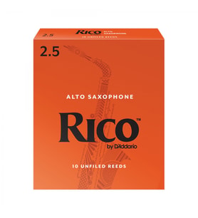 D'Addario RJA1025 Rico Orange Box Alto Saksafon Kamışı No: 2.5 (Orta Seviye/Eğitim) - 10'lu Paket  Klasik Turuncu Kutu, Caz ve Eğitim İçin İdeal Standart