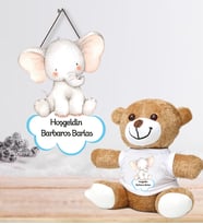 Kişiye Özel Bebek Kapı Süsü ve Peluş Ayıcık Seti – Baby Shower / Hastane Odası