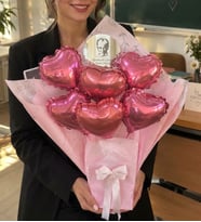 Öğretmenler Günü Hediyesi Atatürk Portreli Aynalı Pembe Kalp Balon Buketi – 6’lı Balon Çiçek Buketi Öğretmene Özel Hediye