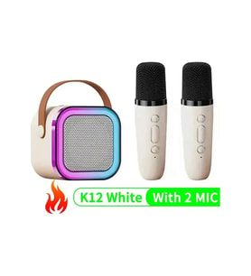 1-2 Kablosuz Mikrofonlar İle K12 Karaoke Makinesi Taşınabilir 5.3 Pa Bluetooth Beige 2 Mic