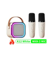1-2 Kablosuz Mikrofonlar İle K12 Karaoke Makinesi Taşınabilir 5.3 Pa Bluetooth Beige 2 Mic