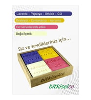 Bitkiselce El Yapımı Çiçek Serisi Bitkisel Sabun 450 gr. 4 kalıp sabun. Lavanta-Gül-Orkide-Papatya