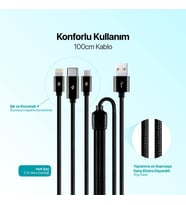 AlumiCable Trio Şarj Kablosu 1mt. Type-C, Lightning, Micro USB