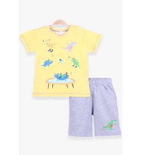 Breeze Erkek Çocuk Şortlu Takım Dinozor Baskılı 1.5-5 Yaş, Sarı