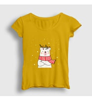 Presmono Kadın Sarı Polar Bear Kutup Ayısı Yılbaşı T-Shirt 270688tt (Sarı)