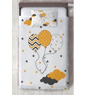 MEKTA HOME BEBEK VE ÇOCUK ODASI Üç Balonlu Yıldız Desenli Yatak Örtüsü