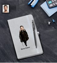 Kişiye Özel Kabadayı Karikatürlü Gri Defter Kalem Hediye Seti Bay-3