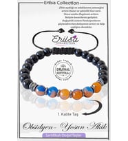 Sertifikalı Gerçek Obsidyen - Yosunlu Akik Taşı Bileklik (Çok Renkli)