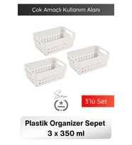 #Organizer 350 ML Plastik Organizer Sepet 3’lü Set Çok Amaçlı Düzenleyici Saklama Kutusu Dolap İçi M