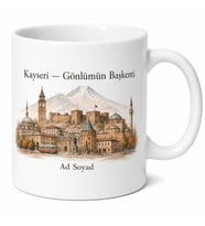 Kayseri Şehir Hatırası Tasarımlı Kupa Bardak Hediye Porselen Kupa