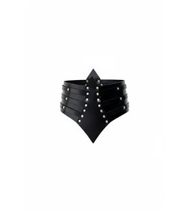 Siyah Kadın Kemer Geniş Zımba Detaylı Korse Kemer - APFT1087 (Haki)