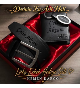 İsme Özel Hakiki Deri Cüzdan Kemer Anahtarlık Sevgiliye Arkadaşa Babaya Özel Premium Kombin