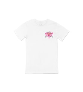 Yorgun Pembe Panter Cep Logo Tasarımlı Beyaz Tişört