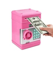 Otomatik Şifreli  Pembe  ATM Kumbara Kasa 