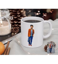 BK Gift Kişiye Özel Tam Boy Erkek Karikatürlü Beyaz Kupa Bardak-1