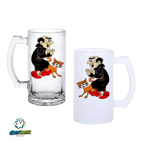 Gargamel Kulplu Bira Bardağı Buzlu veya Şeffaf Seçenekli 0293