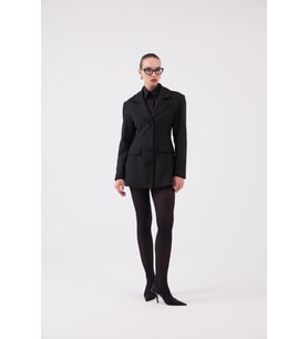 Belden Oturmalı Çizgili Fit Kesim Karen Blazer Ceket Kahve (Siyah)