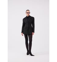 Belden Oturmalı Çizgili Fit Kesim Karen Blazer Ceket Kahve (Siyah)
