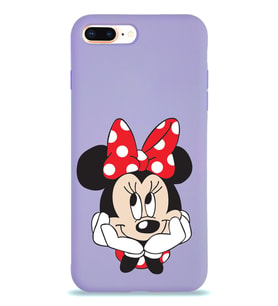 Apple iPhone 8 Plus Uyumlu Lansman Kılıf Minnie Mouse Tasarımlı Altı Kapalı İçi Kadife Kaplı  Kapak (Şeffaf)