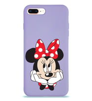 Apple iPhone 8 Plus Uyumlu Lansman Kılıf Minnie Mouse Tasarımlı Altı Kapalı İçi Kadife Kaplı  Kapak (Şeffaf)