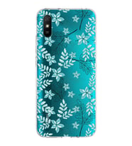 Xiaomi Redmi 9A Uyumlu Kapak Floral Su Yeşili Tasarımlı Şeffaf Silikon Kılıf