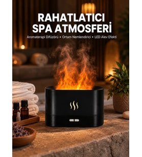 Alev Görünümlü Hava Nemlendirici Kumandalı LED Işıklı Aromatik Difüzör Yeni Nesil