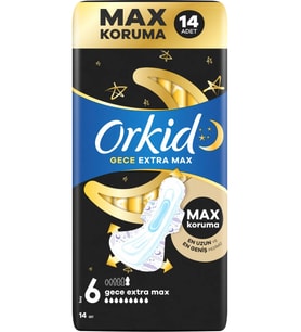 Orkid Ultra Hijyenik Ped Gece Extra Max (Boy 6) 14 Adet Ped