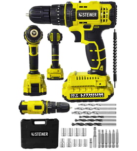 Steiner Alman 58 V 5 Ah Darbeli Lityum Çift Akülü Sjs Metal Şanzıman Şarjlı Vidalama Matkap 24 Pcs Set