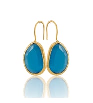 Kadir Jewellery 22 Ayar Altın Kaplama Fosil Taşlı Küpe -El İşçiliği Ve Hipoalerjenik Küpe